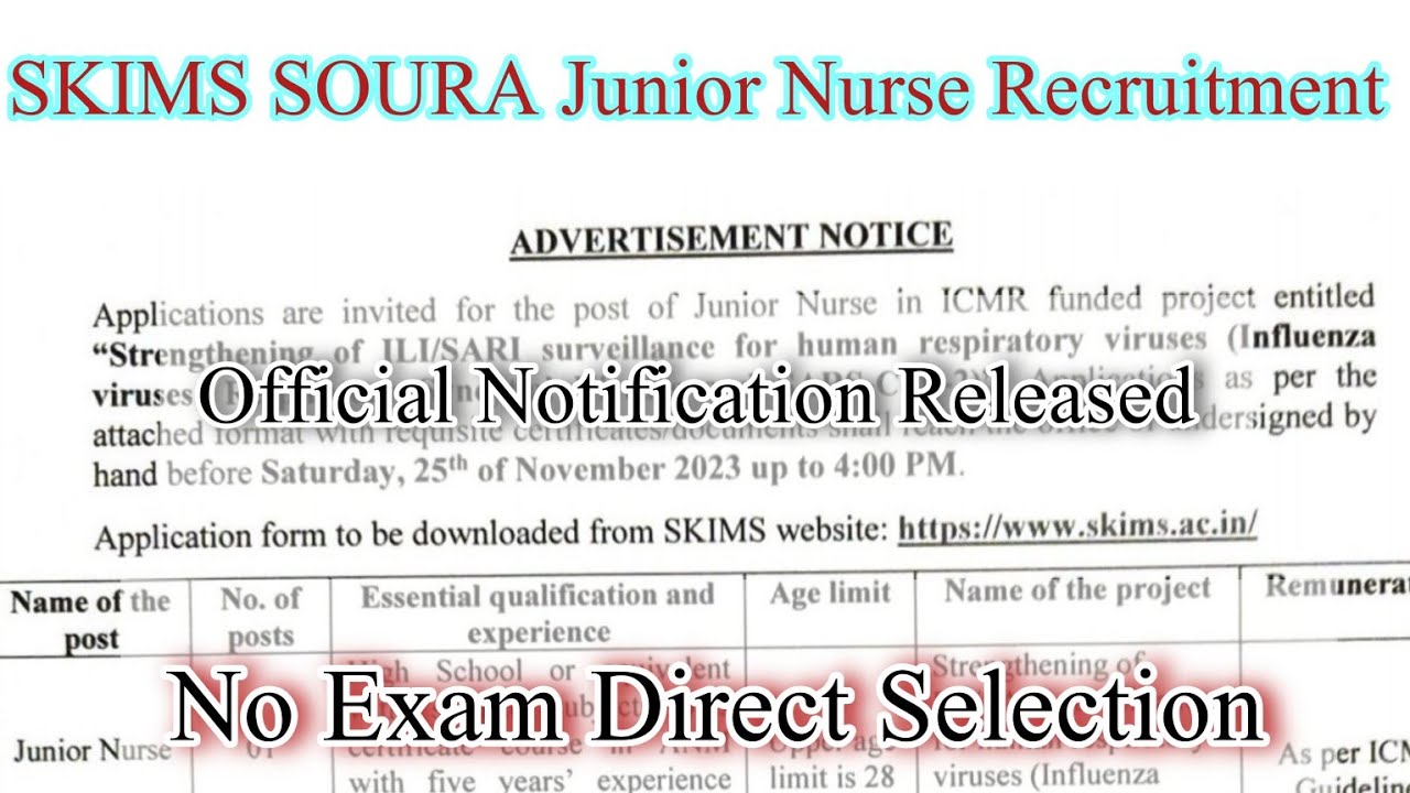 skims-soura-junior-nurse-recruitment-2023-no-exam-direct-selection