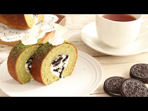 オーブン無しで作る! 抹茶とオレオのロールケーキ No Oven! Matcha& OREO Roll cake｜抹茶のお菓子｜HidaMari Cooking