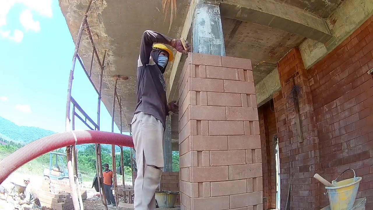 membalut tiang concrete part 2 #interlocking brick - YouTube