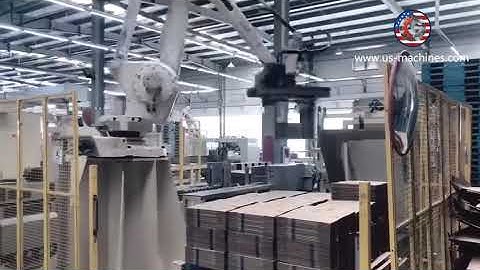 Robot hand cardboard palletizing machine automatic cardboard case box carton palletizier line