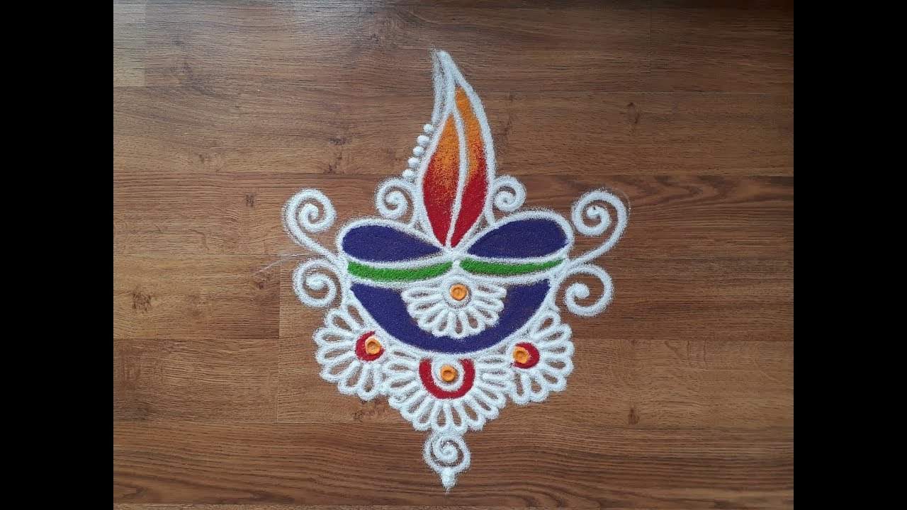 Quick and simple Diwali diya rangoli designs with colours by ...