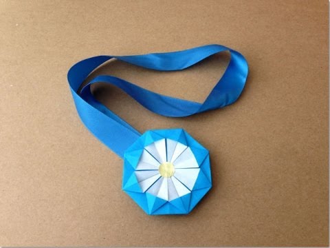 簡単折り紙 メダルの折り方 １枚 Origami Medal Youtube