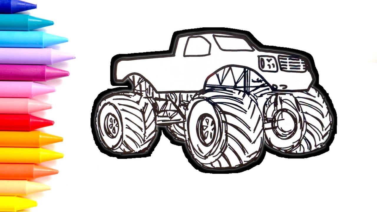 Monster Truck Coloring Pages How To Draw A Monster Truck Drawing For Monster Truck Coloring Pages How To Draw A Monster Truck Drawing For