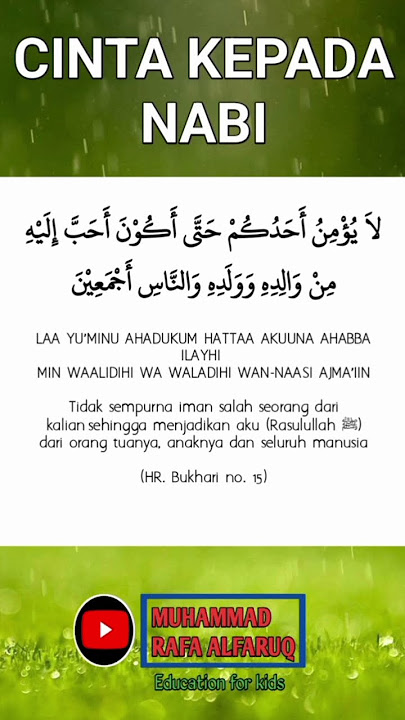 Cinta kepada Nabi #shorts #hadits #haditspendek