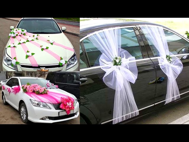WEDDING CAR decorations With Roses And Ribbon