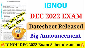 IGNOU December 2022 Exam Datesheet Released 🔥 Big Announcement | Must Watch