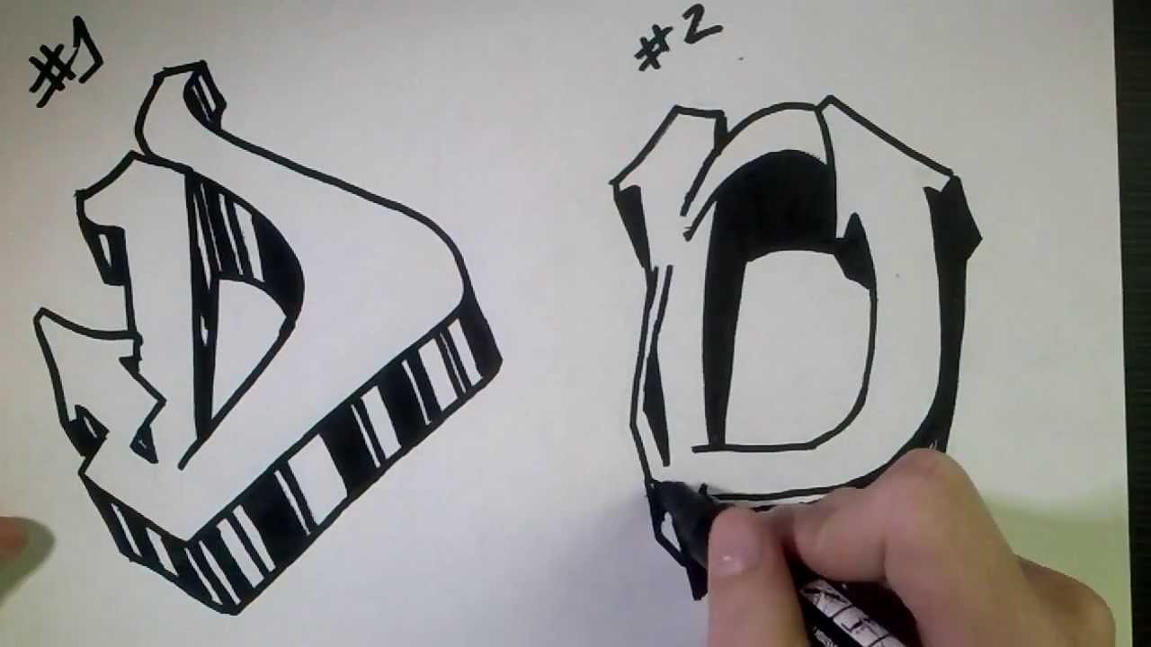 How to draw Graffiti Letter "D" on paper - YouTube
