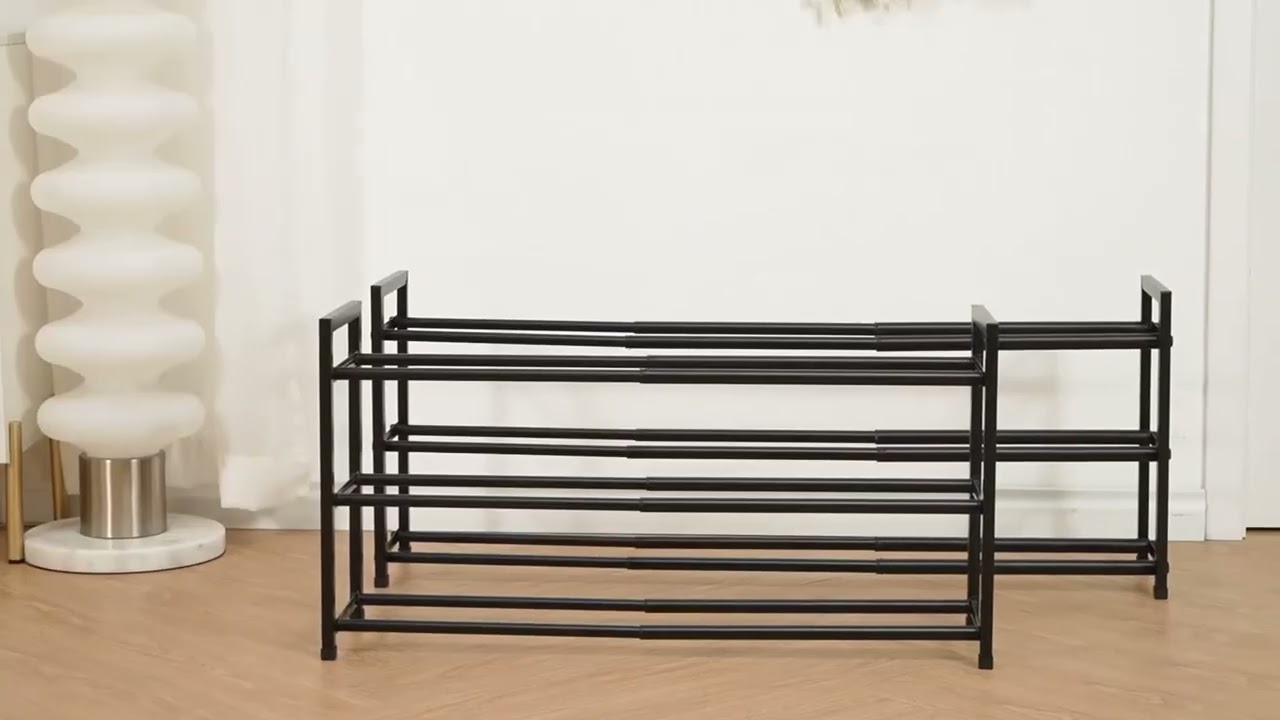 Bumusty 3-Tier Expandable Shoe Rack, Adjustable 18"-44" Metal Shoe Organizer Shelf for Closet ......