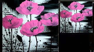 Blumen Malen Acryl Rosa in Echtzeit für Anfänger - Flowers Acrylic Painting Pink Real Time Beginners