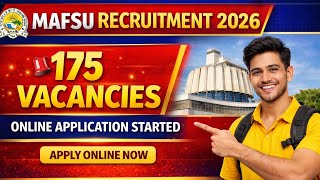 MAFSU भरती 2026महाराष्ट्र पशु व मत्स्य विज्ञान विद्यापीठ175 पदांची भरतीऑनलाईन अर्ज सुरू