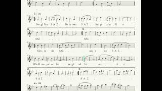 Sevgilim Bir Tanem Her Şeyimdi O - Nota Eşliğinde Karaoke (Ahenk: Kız Neyi - 4 Ses - A)