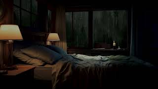 Rainforest no thunder sounds outside window for sleep | Dark screen. Deep sleep. rain on window