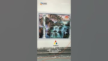 Vẽ tranh thác nước bằng máy vẽ tranh tường UV #shorts