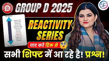 RRB Group D 2025 Exam 🔥 Reactivity Series | हर Shift में पूछे जा रहे Question | Kajal Maam