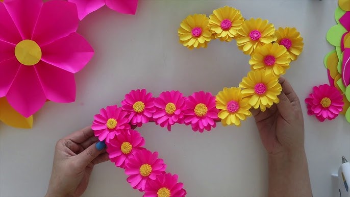 Very Easy Birthday Decoration at Home | Paper Flower Backdrop | 3D ...