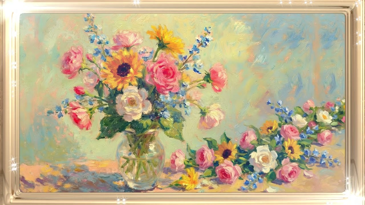 Flowers of Tenderness: 4K Floral Masterpieces with Soft Shimmering Highlights | ART for Your Screen🌸