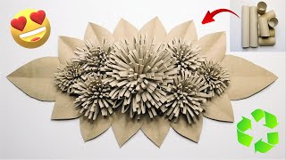 😍 Genius Recycling Idea ♻️ Amazing Wall Art with Toilet Paper Rolls 💫 Easy DIY Flower Craft Project