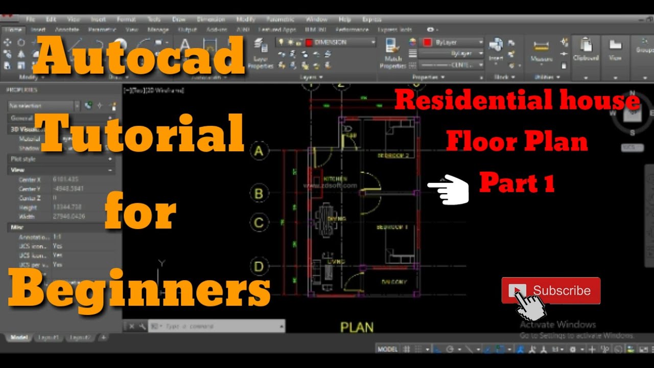 AutoCAD Tutorial For Beginners Residential House Floor 