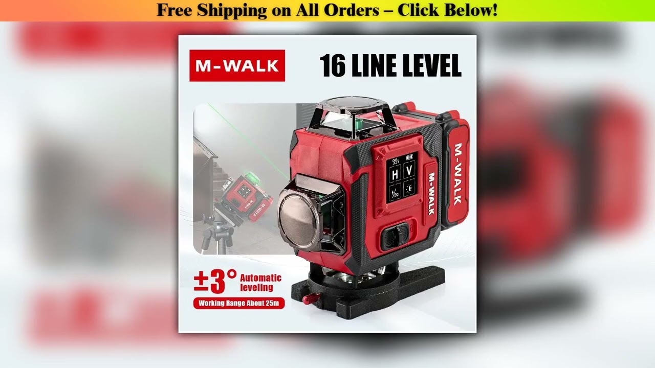 M-WALK High Precision 16 Line Laser Level 4D Cross Laser 360 Self-leveling Laser Level Instrument