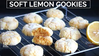 Lemon cookies - Soft lemon cookies for tea - Lemon Crinkle Cookies - Lemon biscuits - بسكويت الليمون