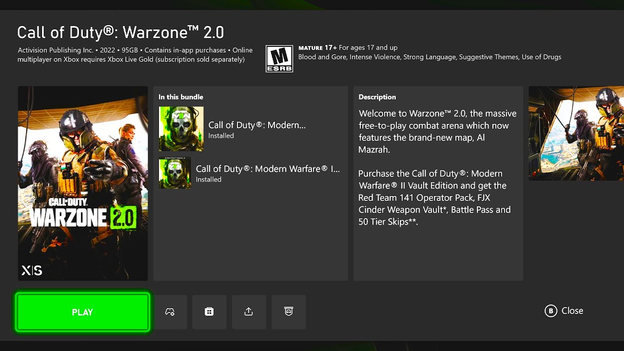 Warzone 2.0 expected download size on PlayStation