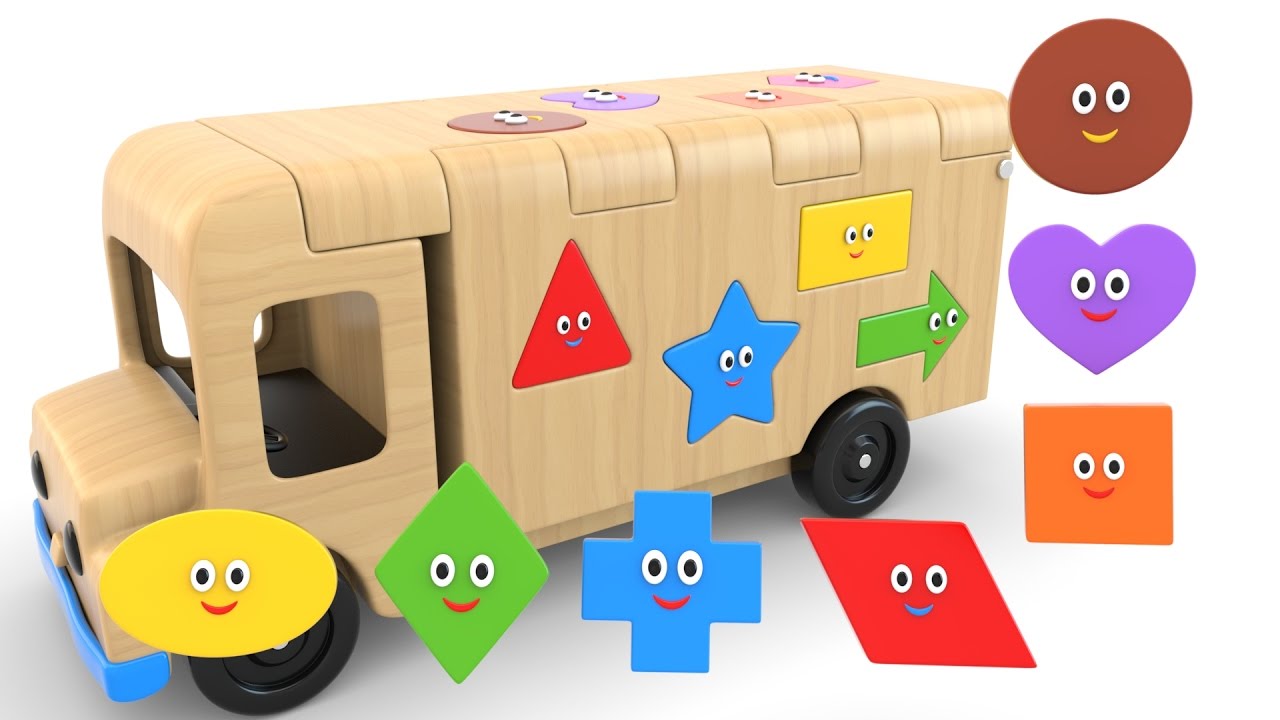 Formes avec jouet de camion en bois   Collection de vidos couleurs et formes pour enfants