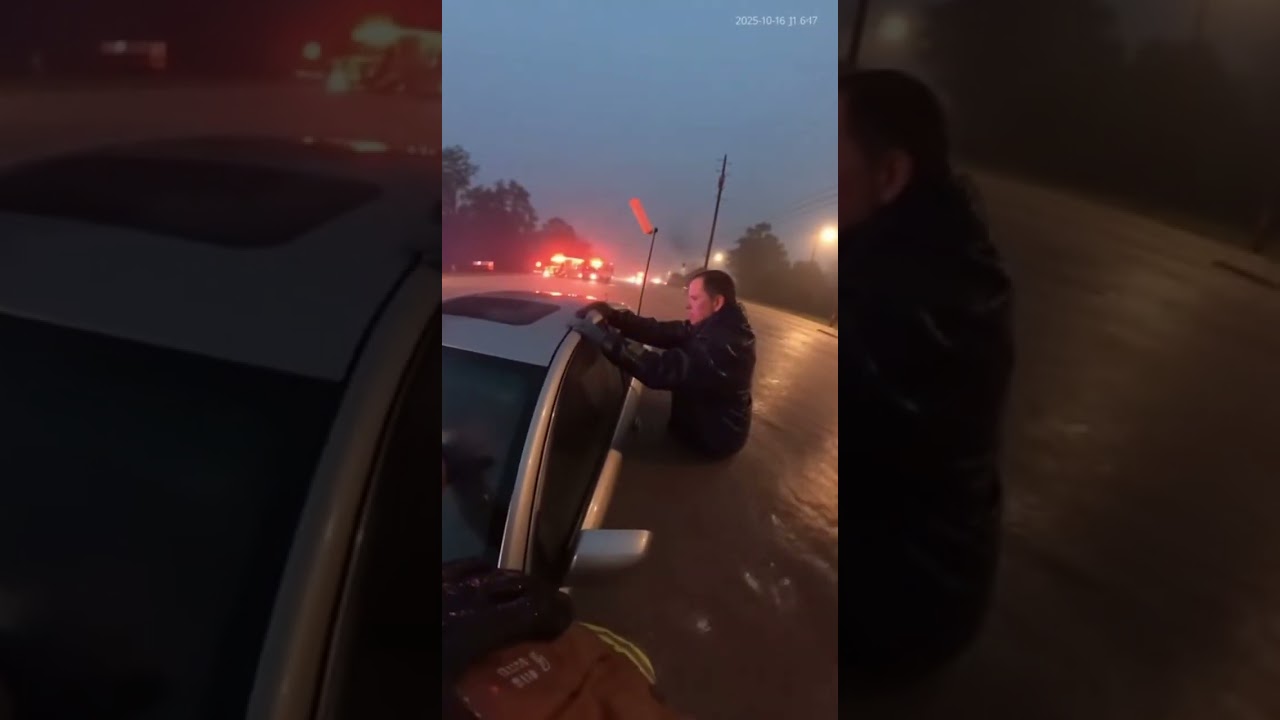 Firefighter's Heroic Flood Rescue