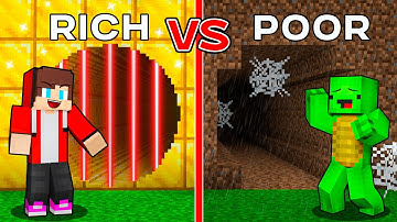 Mikey & JJ Choose POOR vs RICH Security LONGEST Tunnel Battle in Minecraft (Maizen)