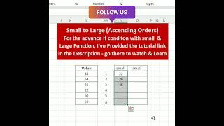 Excel Small to Large Sort in 20 Seconds | small to large | #small ,#top ,#shortsfeedviral