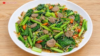 Tumis Sawi, Bakso & Tauge | Resep Masakan Sederhana Sehari-hari, Enak & Praktis.