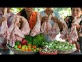 Cooking Delicious Machou Prey with Pig Leg Recipe - Pig Leg 15Kg Soup for Donation Food in Village