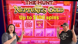 $100 spins on HIGH LIMIT Hunt for Neptune's Gold! How many JACKPOTS did we land?! screenshot 3