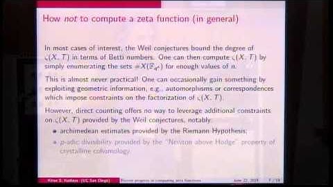 International Conference in Number Theory and Physics - Kiran Kedlaya