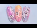 Sugar flowers nail art. Quick and easy spring nail art with Angel chrome pigment