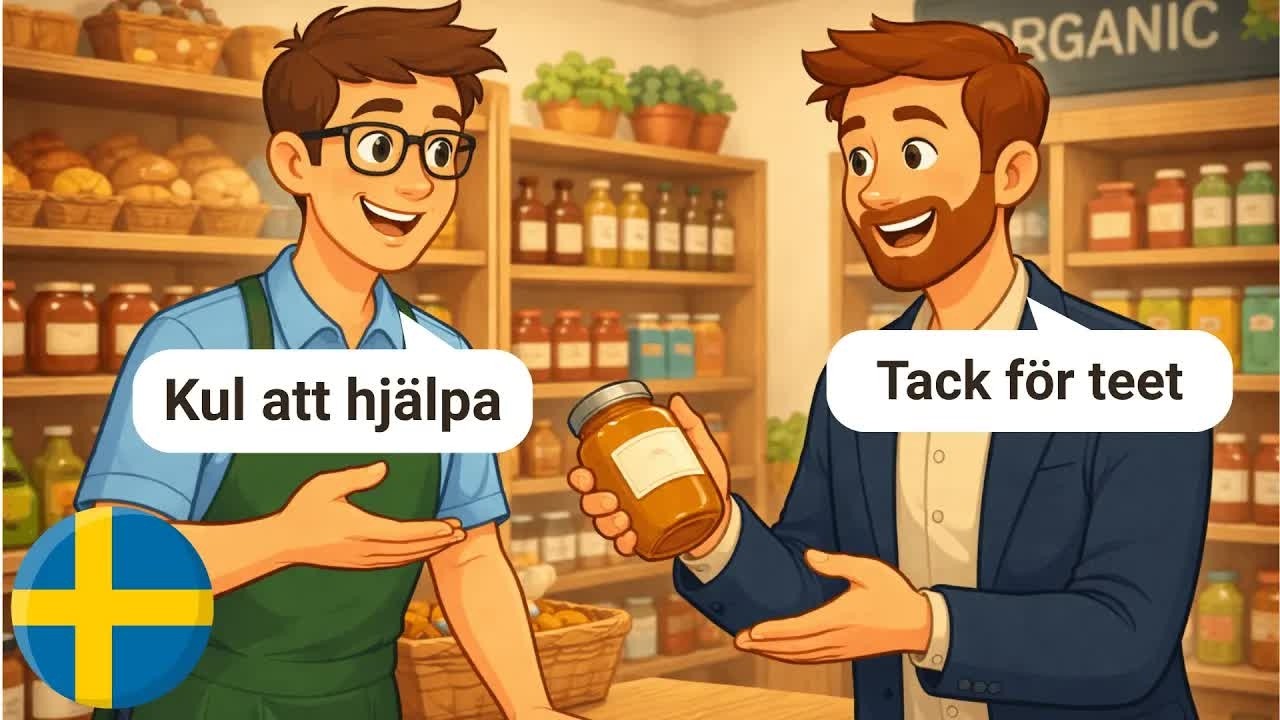 Learn Swedish with Conversations (With Subtitles) | A1-A2 | Food Shopping Day