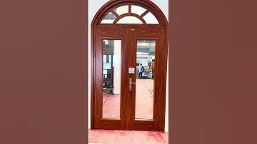 ✅ Mẫu Cửa Thép Vân Gỗ Có ô fix kính, đây là mẫu cửa vòm 2 cong, cửa 2 cánh có ô thoáng