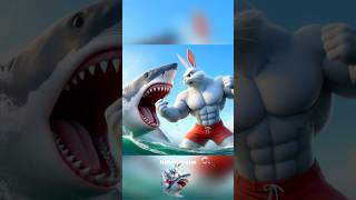 Daddy Fights Shark to Save a rabbit 🐰👊🐬❤️#cute #rabbit #story