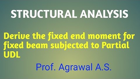 Lect-36#Derive the  fixed end moment for fixed beam  subjected to Partial UDL
