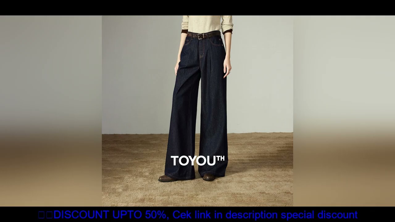 TOYOUTH Women Jeans 2025 Winter NewAsymmetric High-Waisted Wide-Leg White Unbleached Pure Cotton Jea