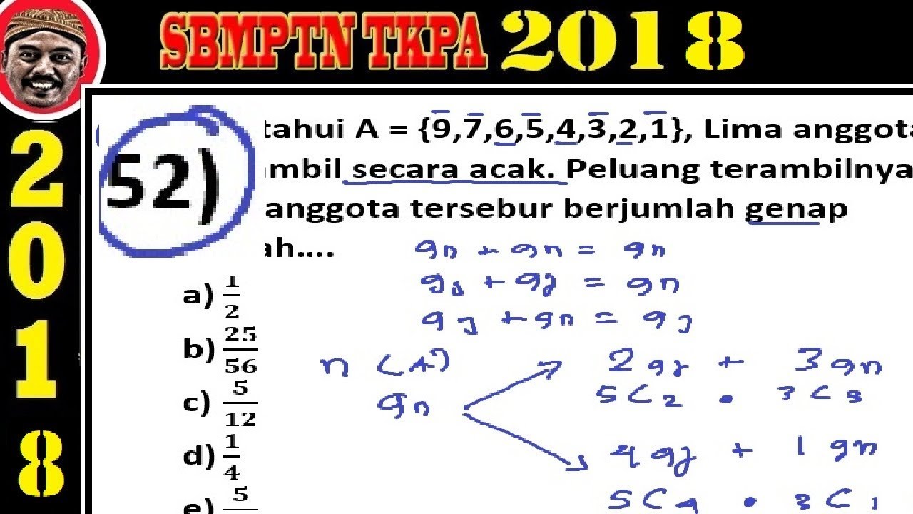 Pembahasan Soal Sbmptn 2018 Tkpa Matematika Dasar No 52 Peluang