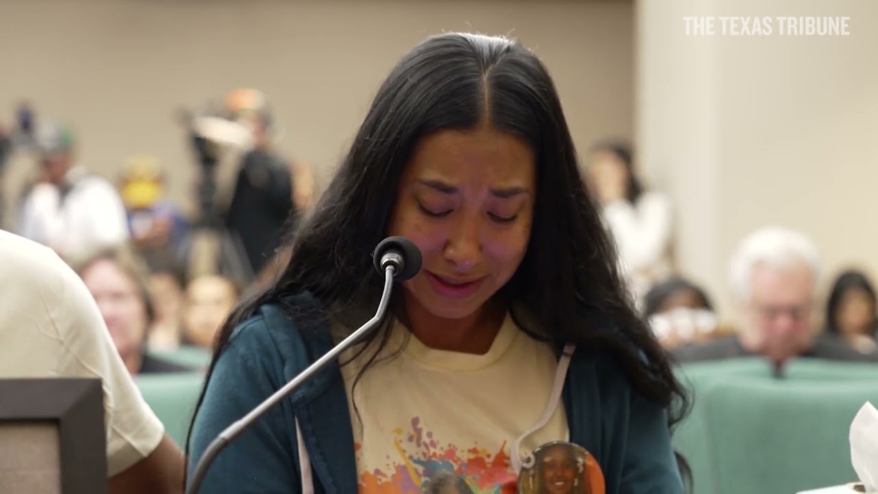 Kimberly Mata–Rubio testifies in support of a bill to raise the age to buy semi-automatic weapons.