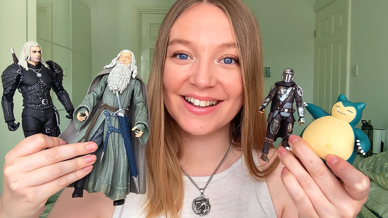 ASMR Action Figures Show and Tell with Gum Chewing (Whispered)