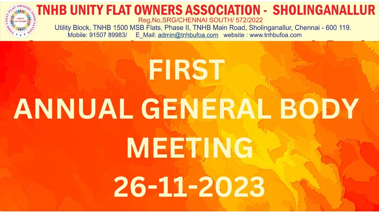 TNHB UNITY FLAT OWNERS ASSOCIATIONSHOLINGANALLUR CONDUCTED FIRST