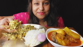 Eating Show - Rice With Aloo Potol diye macher jhol, mixed vegetables #eating #food #lunch