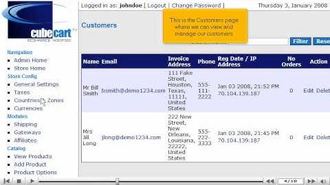 How to manage your customers in CubeCart - Cube chart tutorial