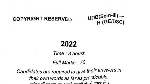 KOLHAN UNIVERSITY B.A. sem 3 (GE ) History 2022 previous year question paper.