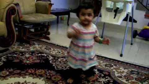 Sahana walking her first steps