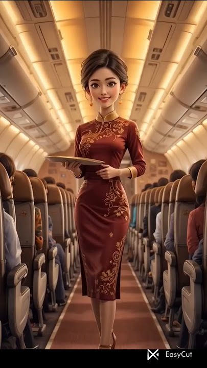 Elegant Air Hostess Walks Down Airplane Aisle | Cabin Crew Animation #cartoon#shorts#dubaiprincess