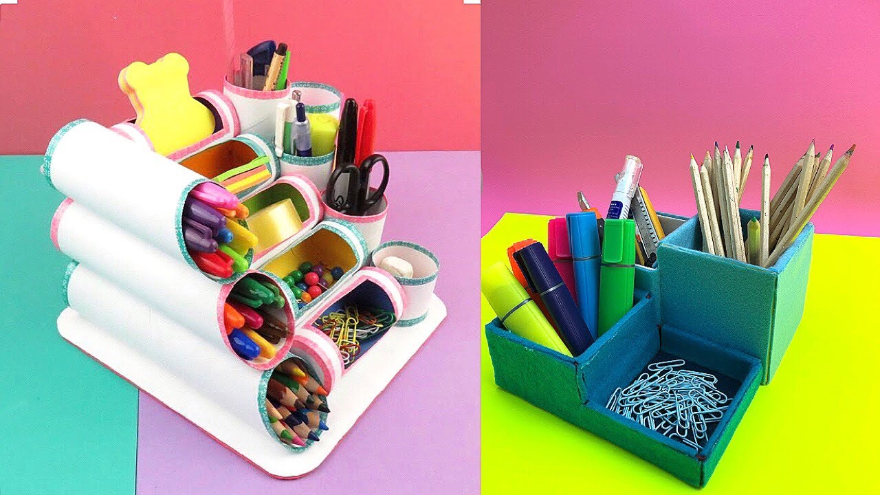 BACK TO SCHOOL DESKTOP ORGANISER from Cardboard - Easy DIY Desk ...