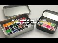 unboxing &amp; swatching tiny watercolor set ✨- affordable professional watercolor 🎨🎶 shopee indonesia 🛒